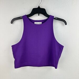 She + Sky Tank Top Womens M Purple Cropped Cotton Pullover Round Neck‎ Stretch